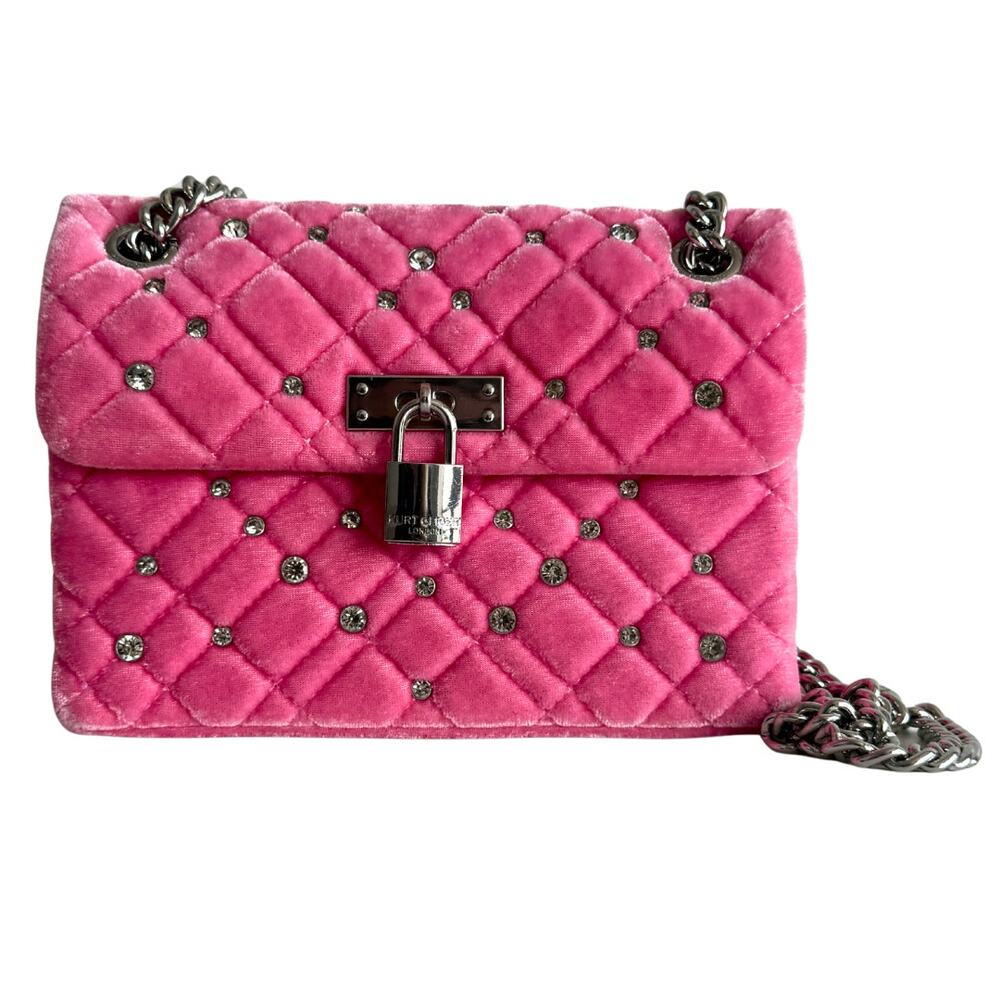 Kurt Geiger Mini Brixton Pink Velvet Crystal Bag